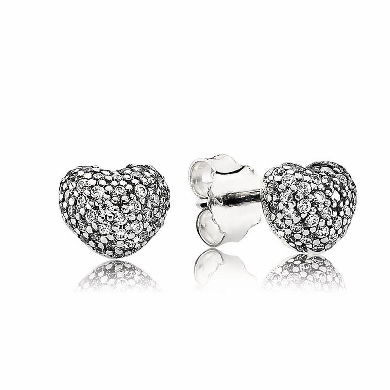 Pandora In My Heart Pavé Stud Earrings - Sterling Silver/Cubic Zirconia - Canada | SZ7107YE